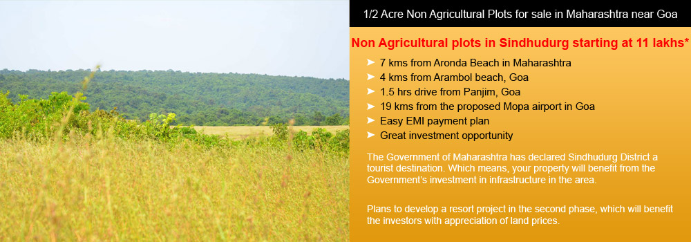 Half Acre Non Agricultural Plots for sale in Sindhudurg Maharashtra near Goa